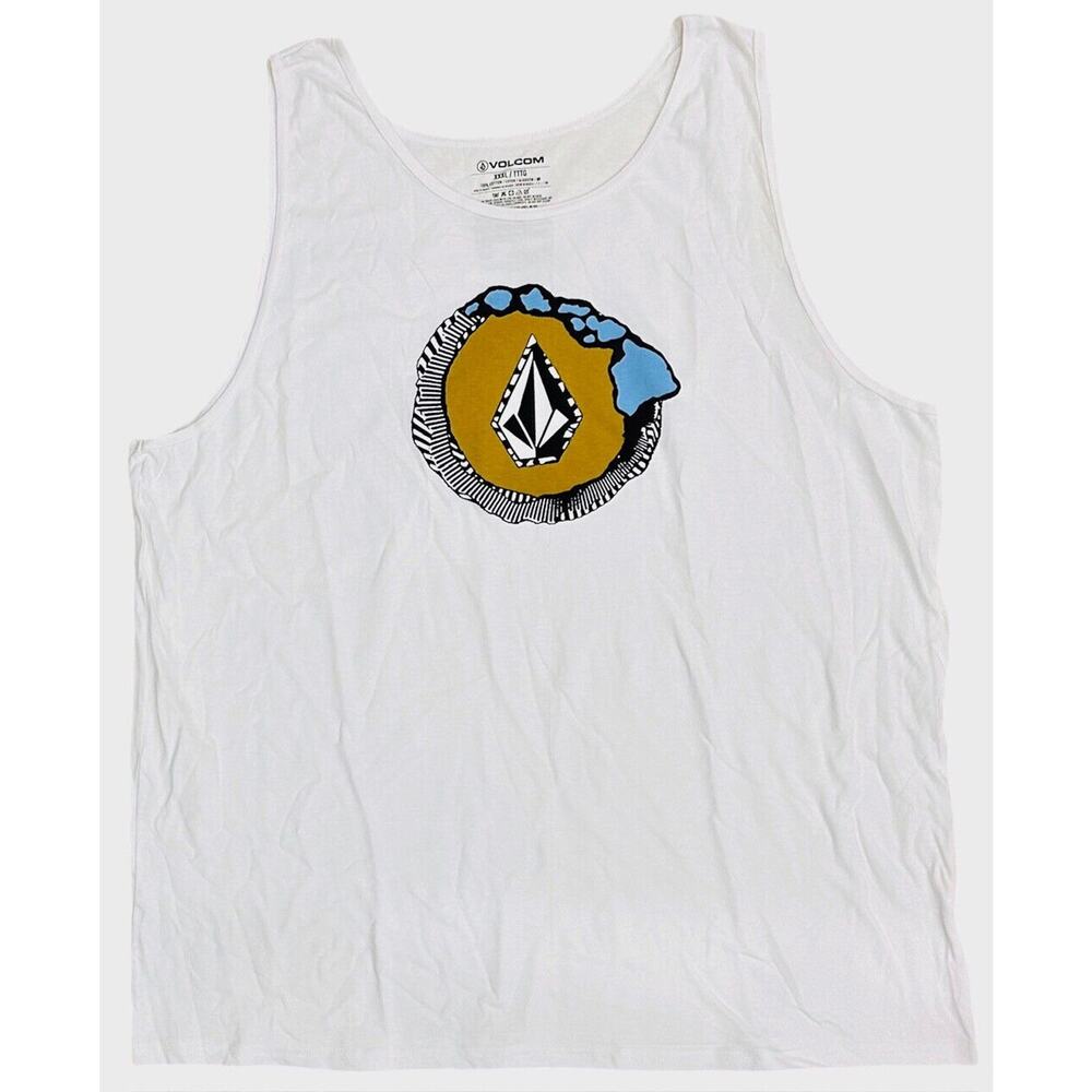 Volcom Men's Tank Top Looper Sleeveless Tee T-Shirt in 3XL White